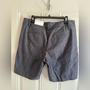 NWT Ann Taylor Factory Shorts 12‎ Dark Gray Chambray Mid Rise Flat 9.5” Preppy